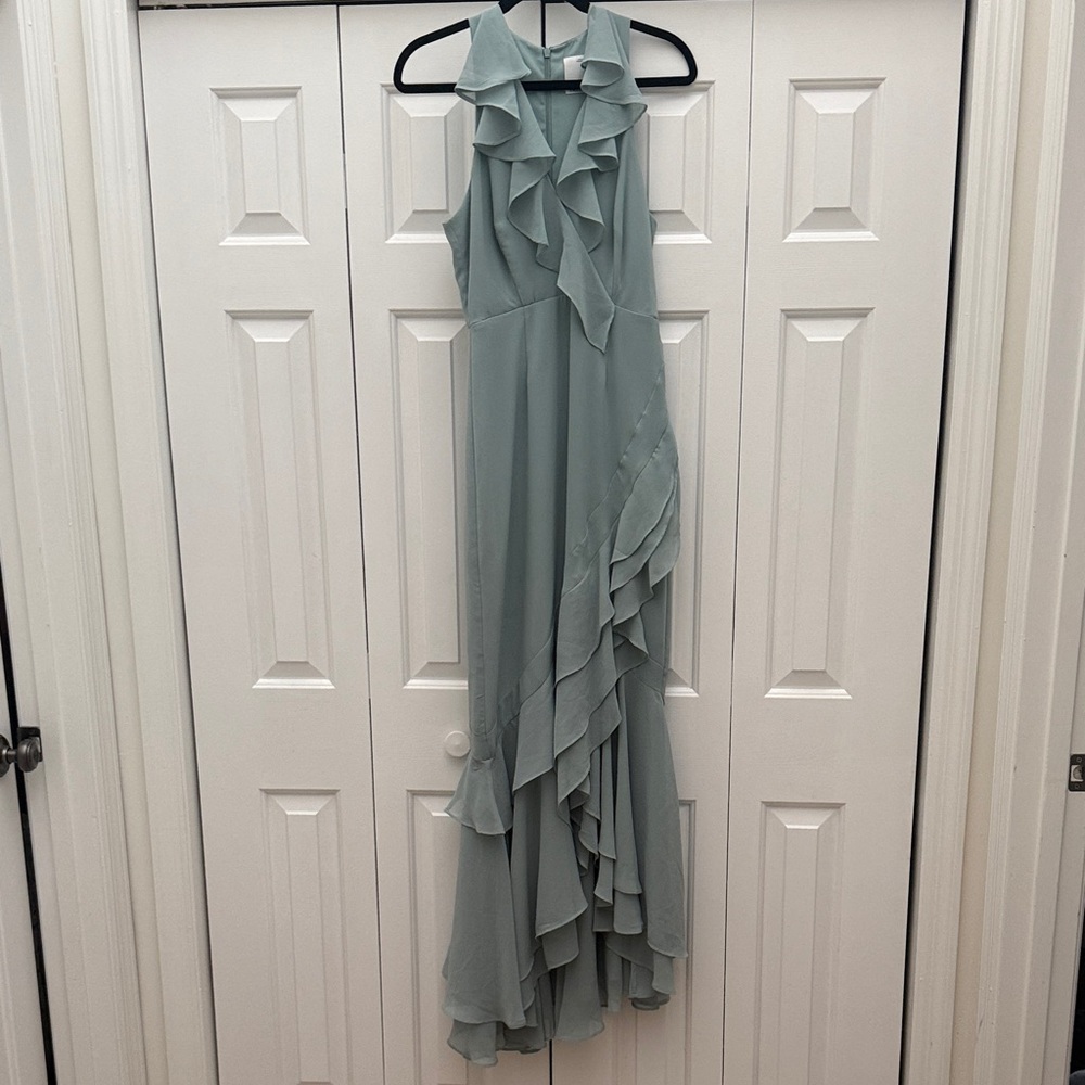 C/MEO Collective Asymmetrical Ruffled Dress - Light Blue